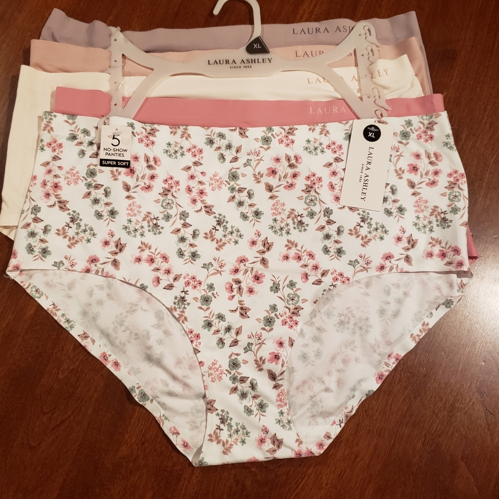 Laura Ashley NWT 5 pack no show super soft panties large polyester spand…